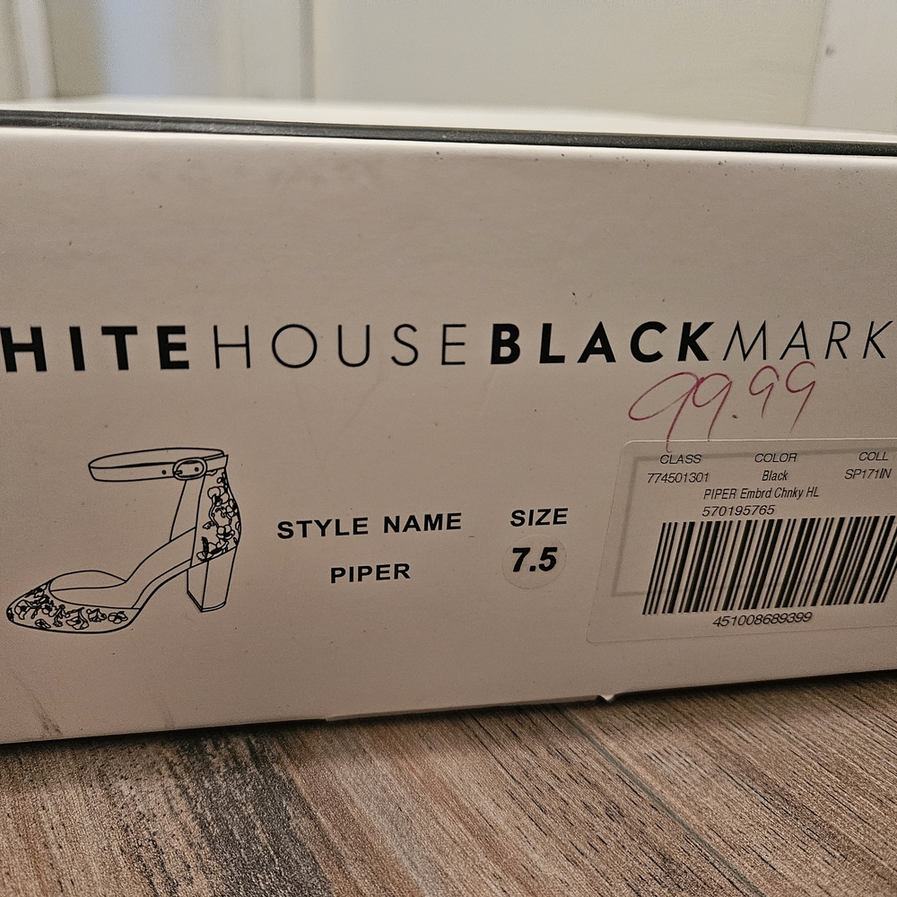 White House Black Market Women's Black Floral Heels - Picture 4 of 4